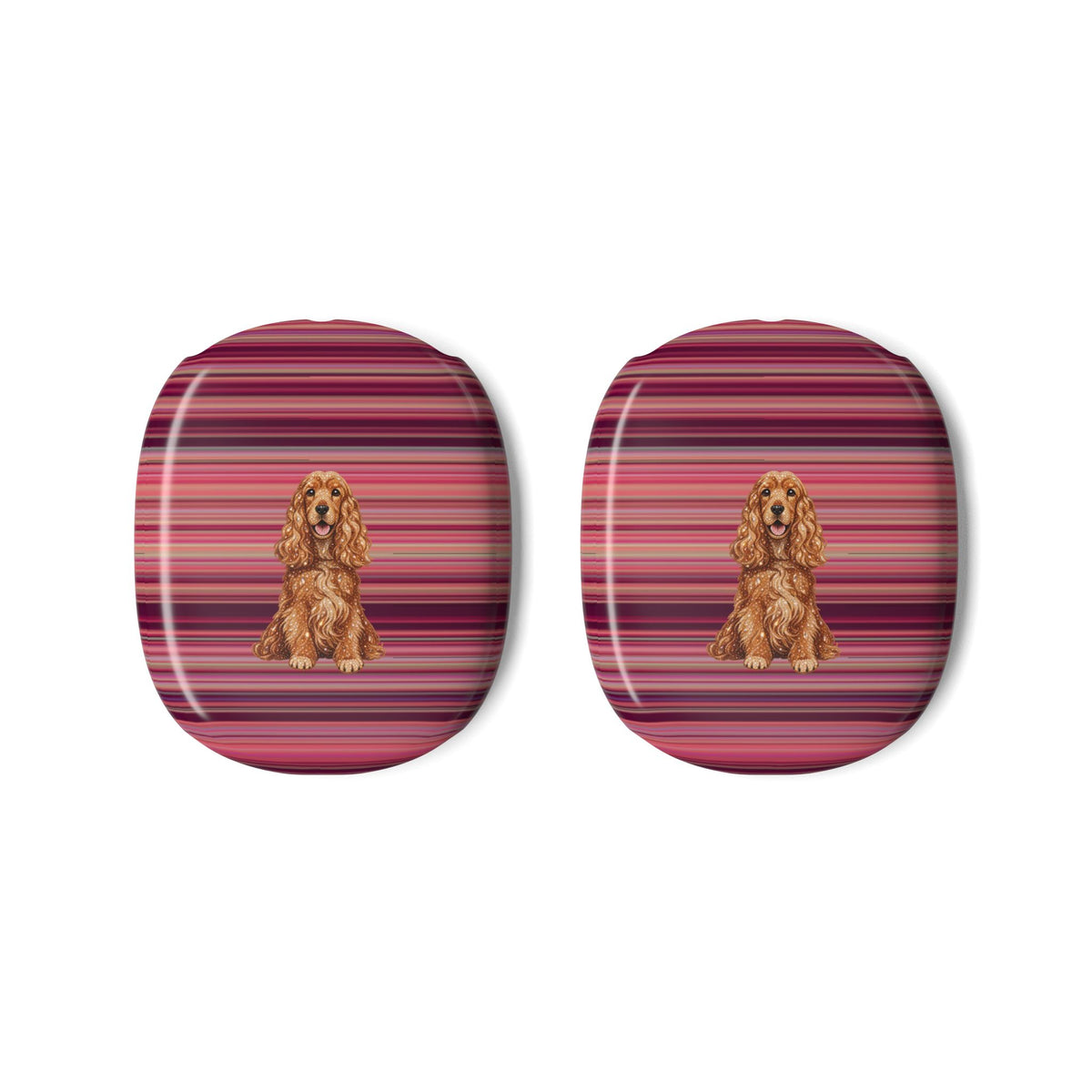 BURGUNDY STRIPES SPANIEL DOG AIRPODS MAX CASE COVERS