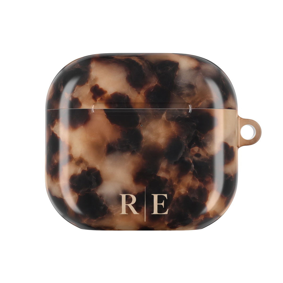 PERSONALIZED BROWN MARBLE TORTOISE SHELL MONOGRAM INITIALS CUSTOM AIRPOD CASE