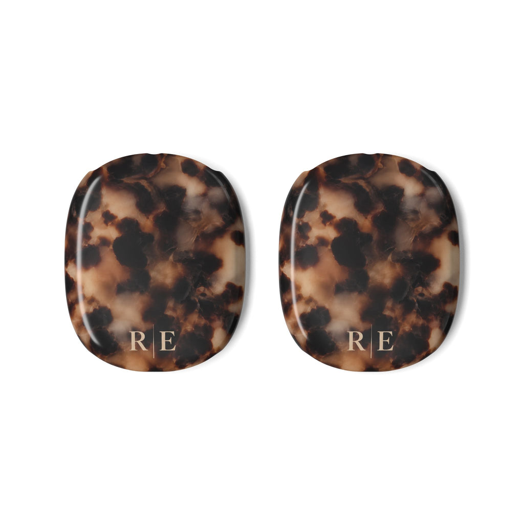 PERSONALIZED BROWN MARBLE TORTOISE SHELL MONOGRAM INITIALS CUSTOM AIRPODS MAX CASE COVERS