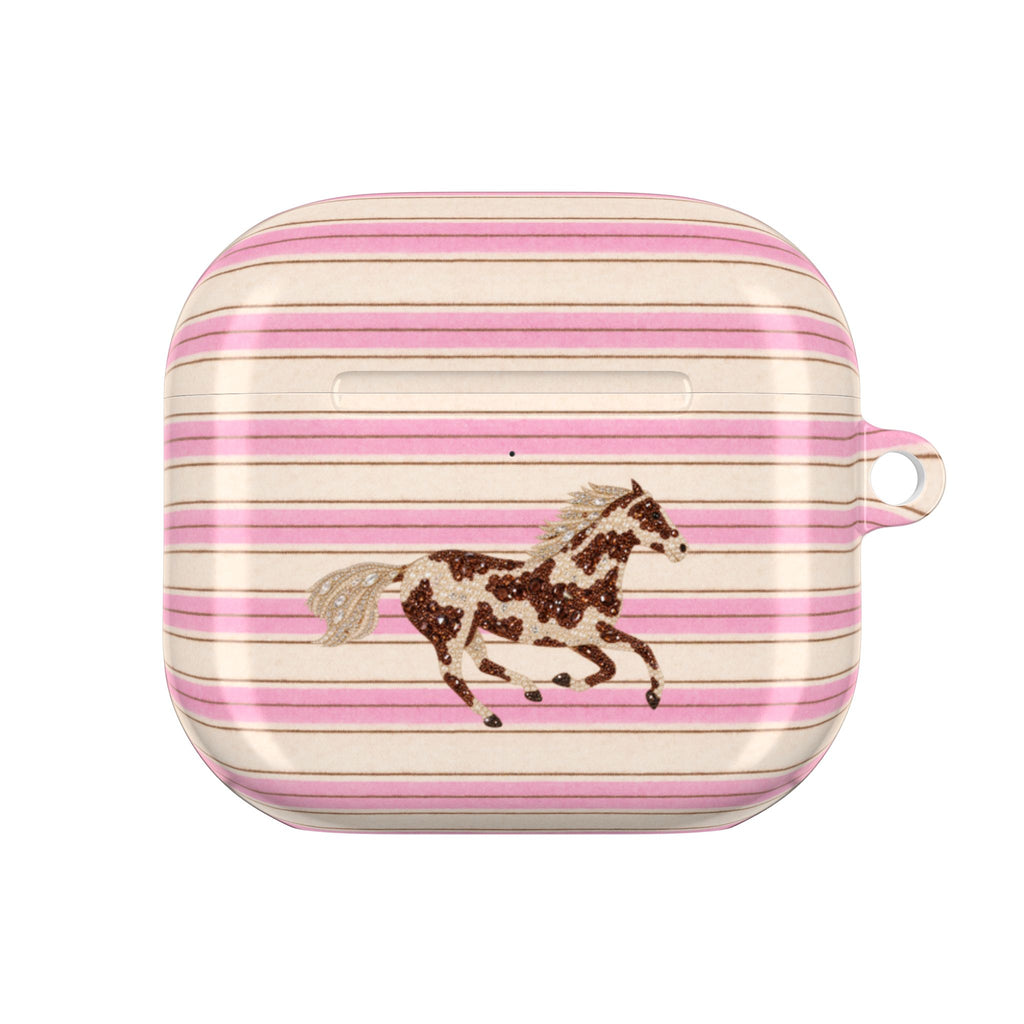 BUBBLEGUM CAFÉ STRIPES HORSE AIRPOD CASE