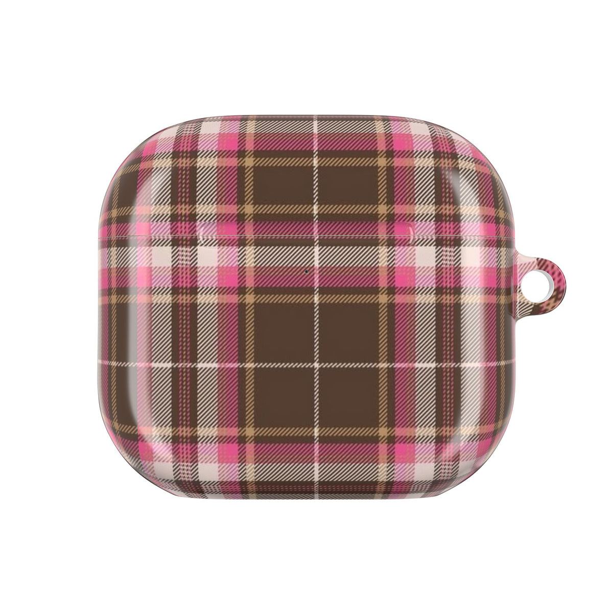 CHOCOLATE RASPBERRY TARTAN PLAID AIRPOD CASE