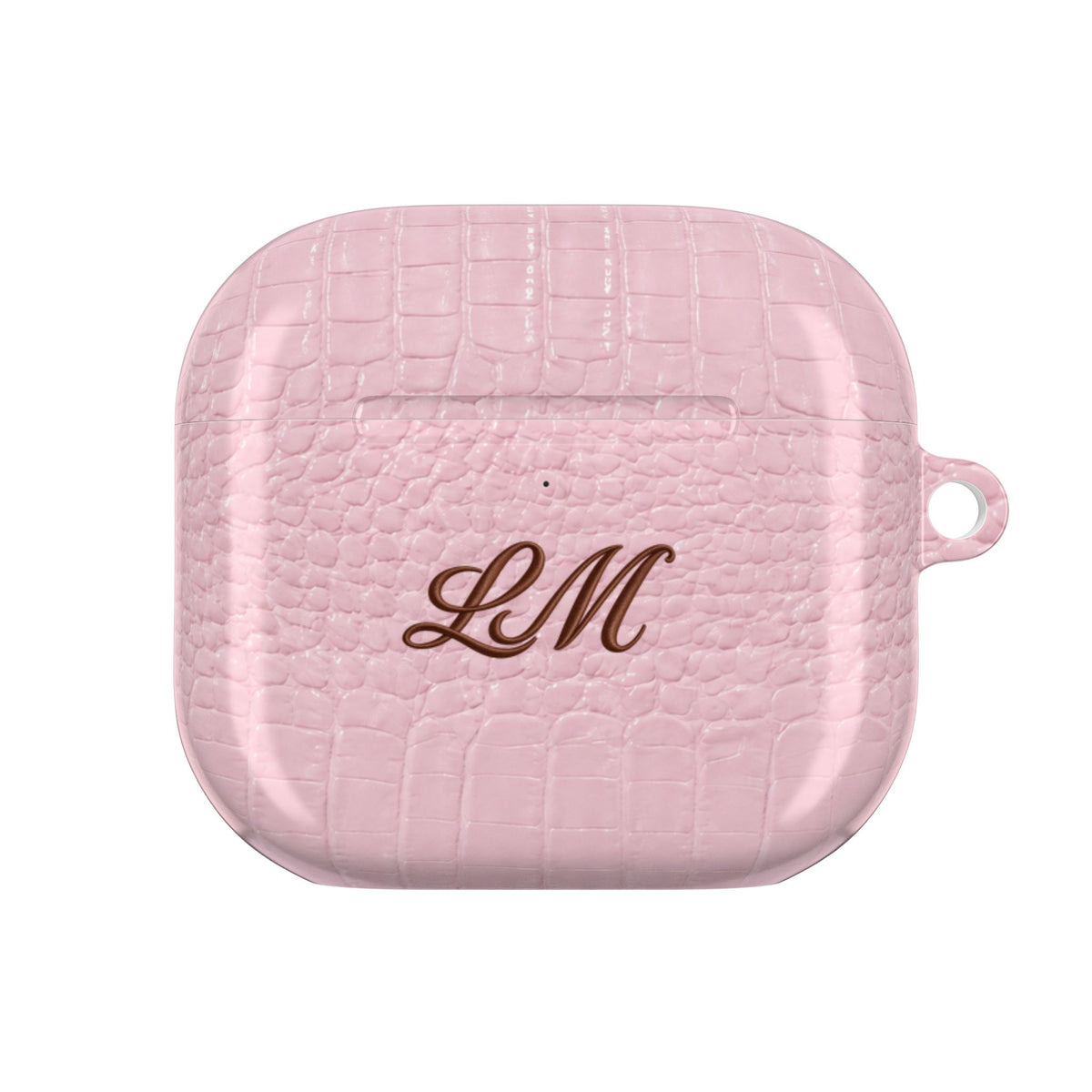 PERSONALIZED BABY PINK CROC MONOGRAM INITIALS CUSTOM NAME AIRPOD CASE