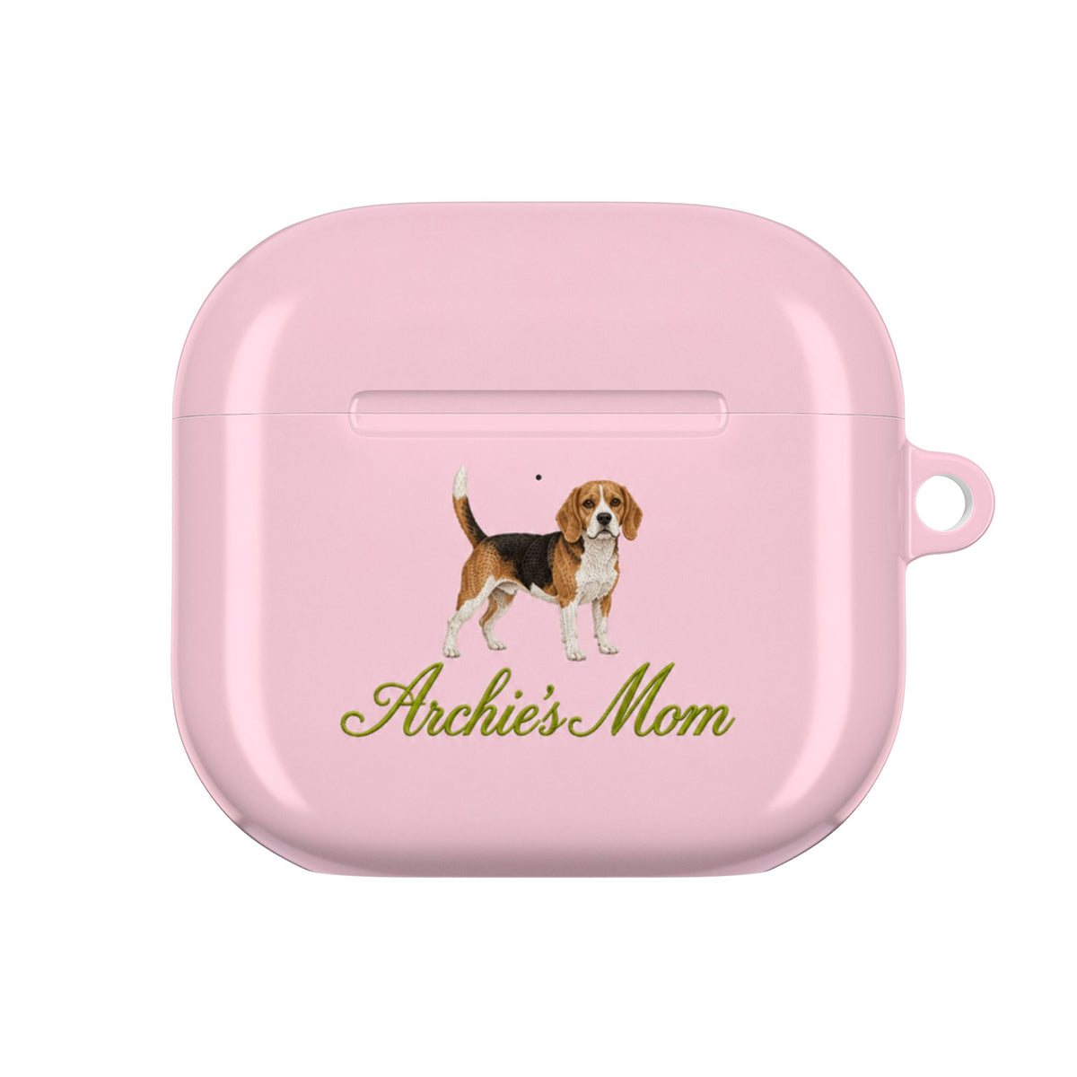 PERSONALIZED PINK BEAGLE DOG MOM CUSTOM NAME AIRPOD CASE