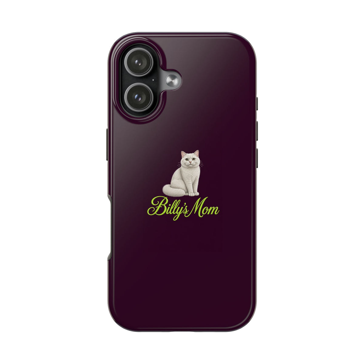 PERSONALIZED PURPLE PLUM WHITE BRITISH SHORTHAIR CAT MOM CUSTOM NAME PHONE CASE