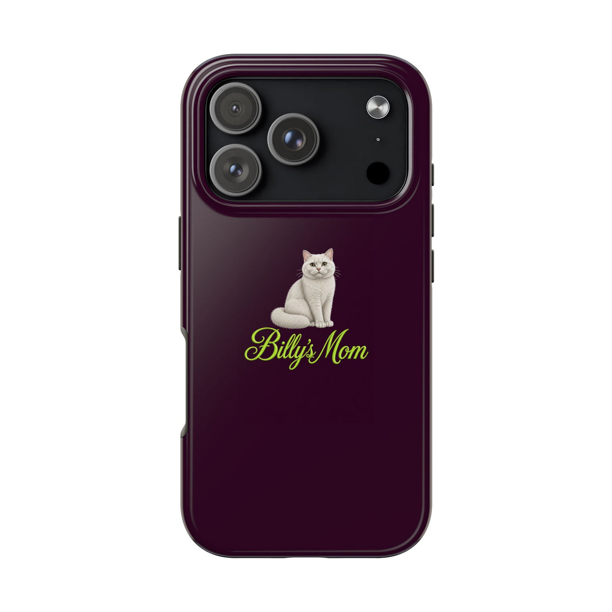 PERSONALIZED PURPLE PLUM WHITE BRITISH SHORTHAIR CAT MOM CUSTOM NAME PHONE CASE
