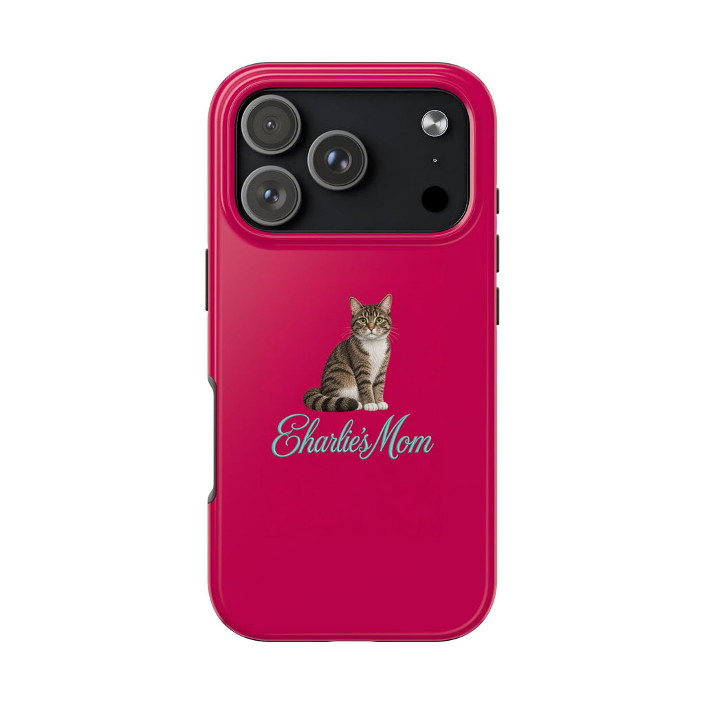PERSONALIZED RED BROWN CAT MOM CUSTOM NAME PHONE CASE