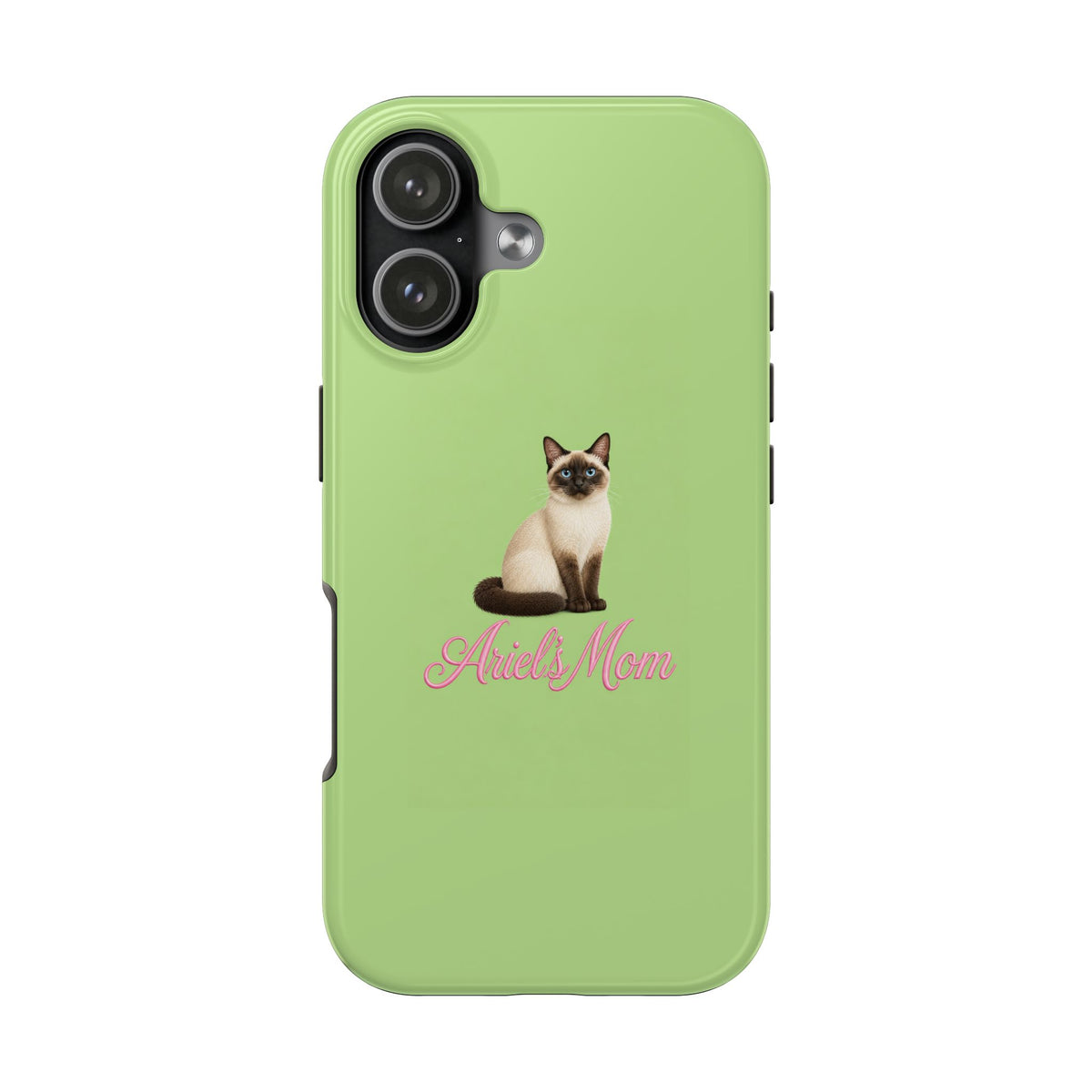 PERSONALIZED GREEN SIAMESE CAT MOM CUSTOM NAME PHONE CASE