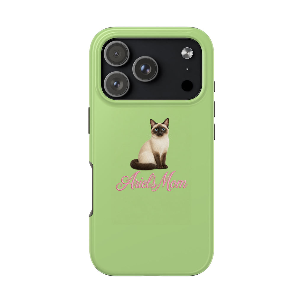 PERSONALIZED GREEN SIAMESE CAT MOM CUSTOM NAME PHONE CASE