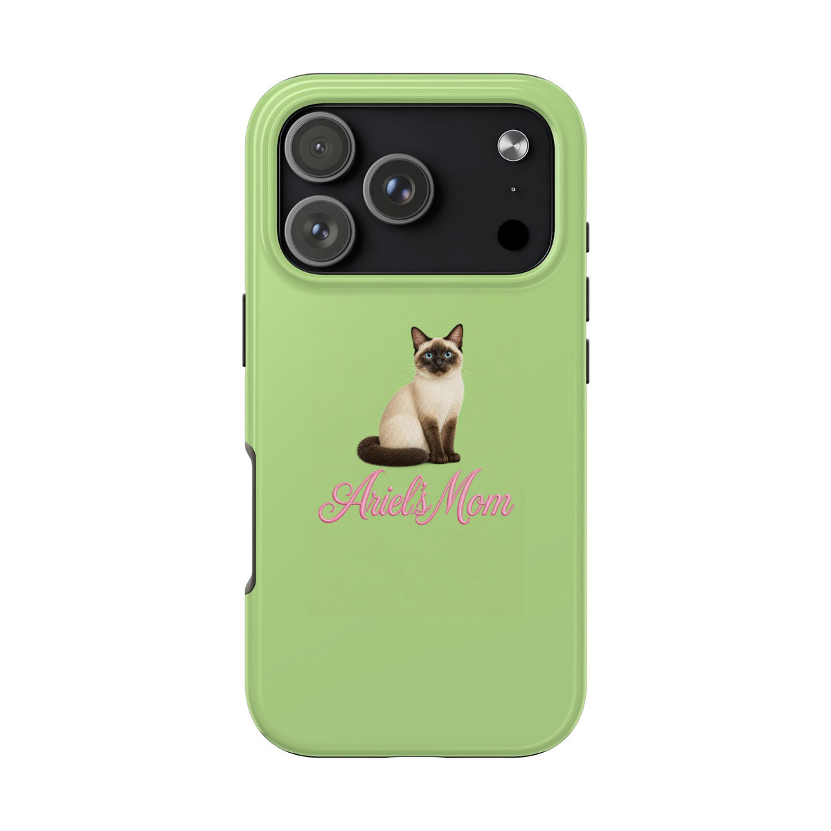 PERSONALIZED GREEN SIAMESE CAT MOM CUSTOM NAME PHONE CASE
