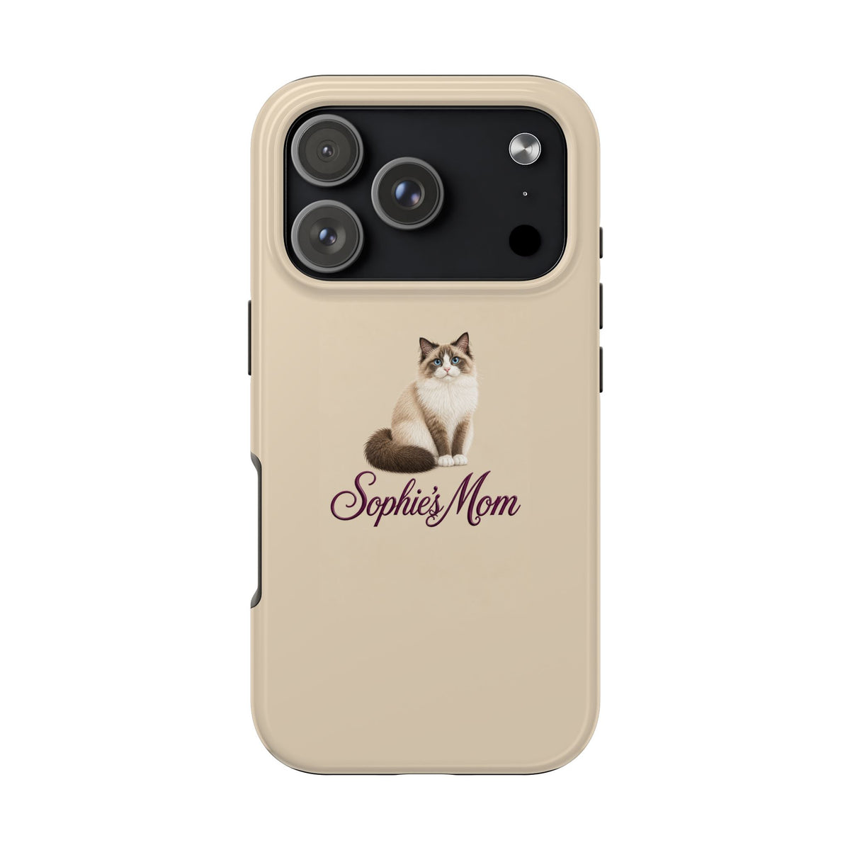 PERSONALIZED BEIGE RAGDOLL CAT MOM CUSTOM NAME PHONE CASE