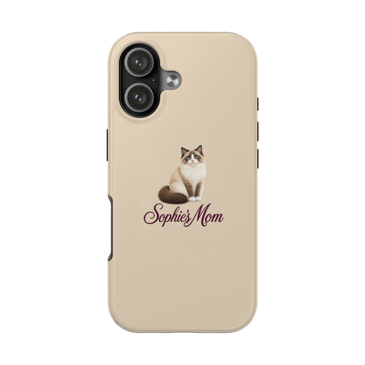PERSONALIZED BEIGE RAGDOLL CAT MOM CUSTOM NAME PHONE CASE