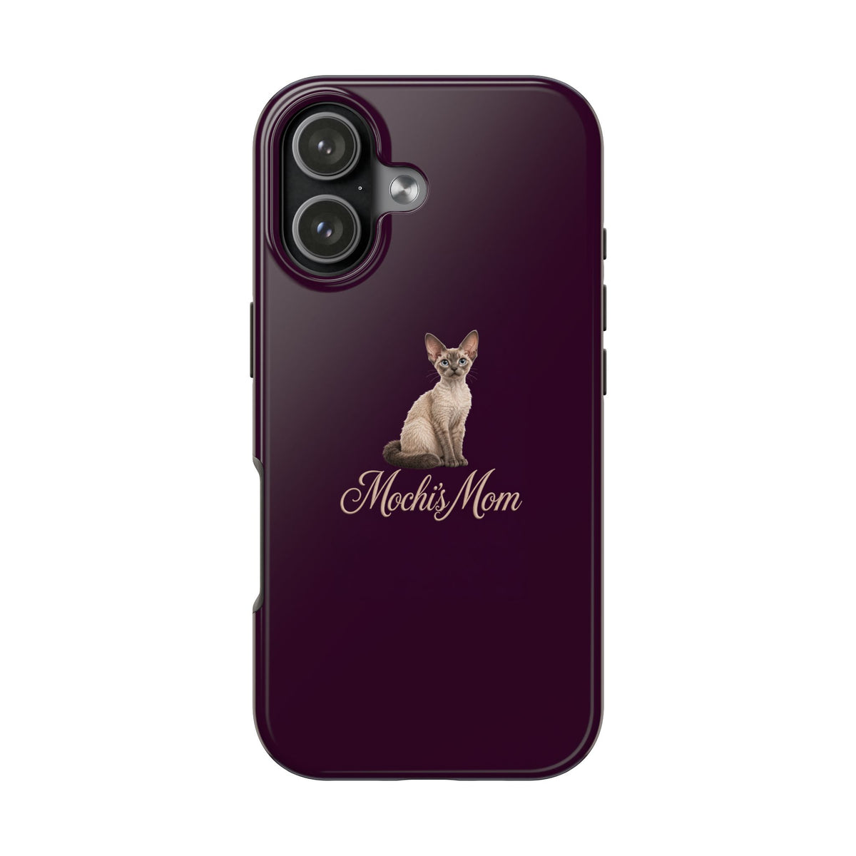 PERSONALIZED DARK PURPLE DEVON REX CAT MOM CUSTOM NAME PHONE CASE