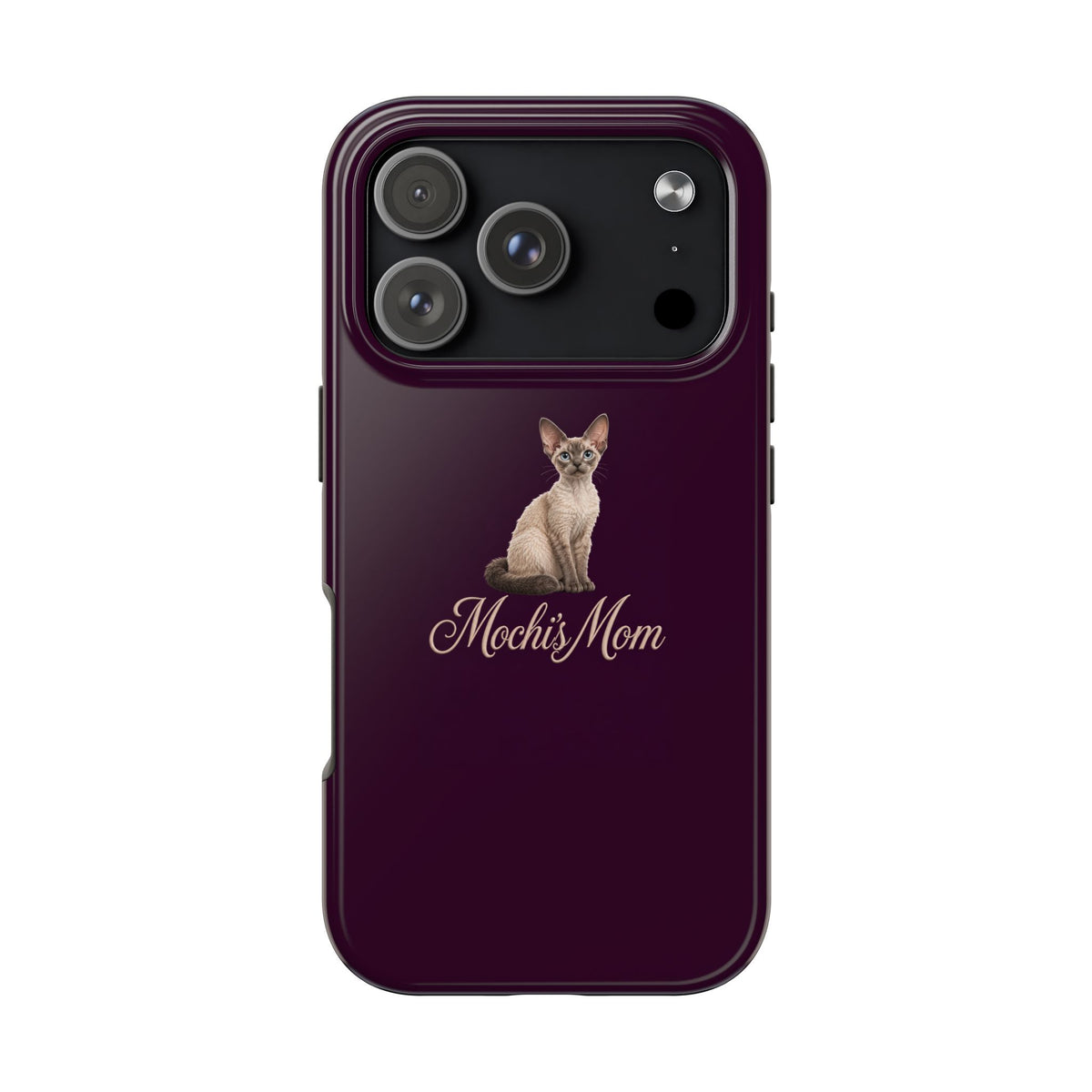 PERSONALIZED DARK PURPLE DEVON REX CAT MOM CUSTOM NAME PHONE CASE