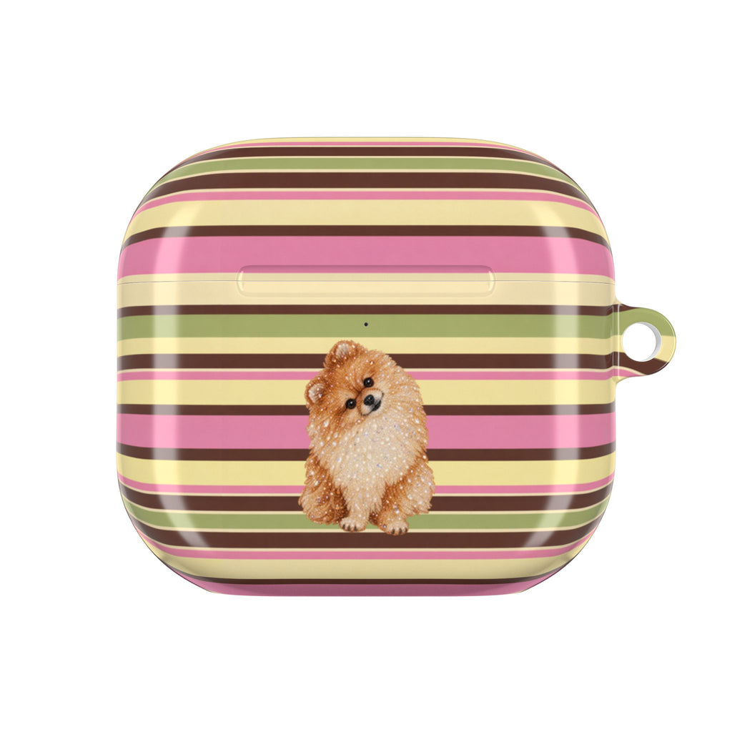 PICNIC STRIPES POMERANIAN DOG AIRPOD CASE