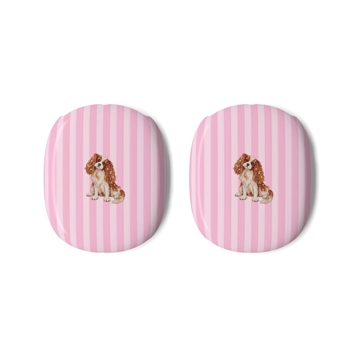 PINK STRIPES KING CHARLES CAVALIER DOG AIRPODS MAX CASE COVERS
