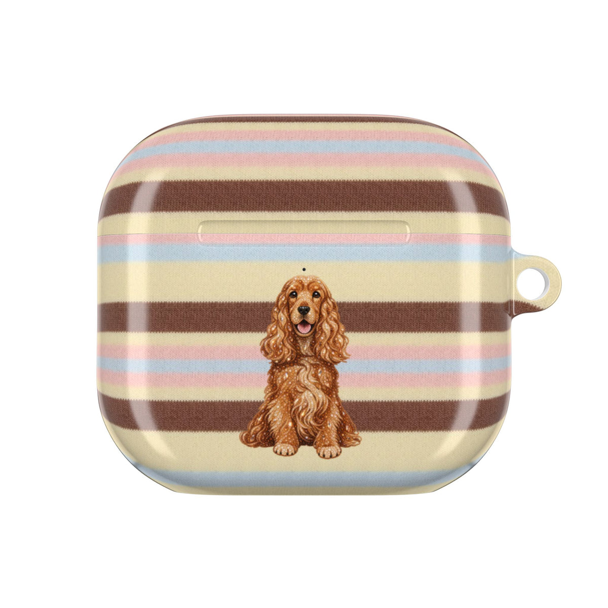 BUTTERSCOTCH STRIPES SPANIEL DOG AIRPOD CASE