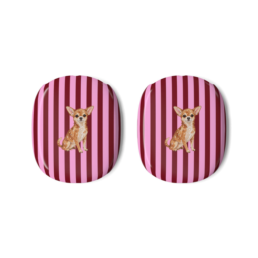 BURGUNDY PINK STRIPES CHIHUAHUA AIRPODS MAX CASE COVERS