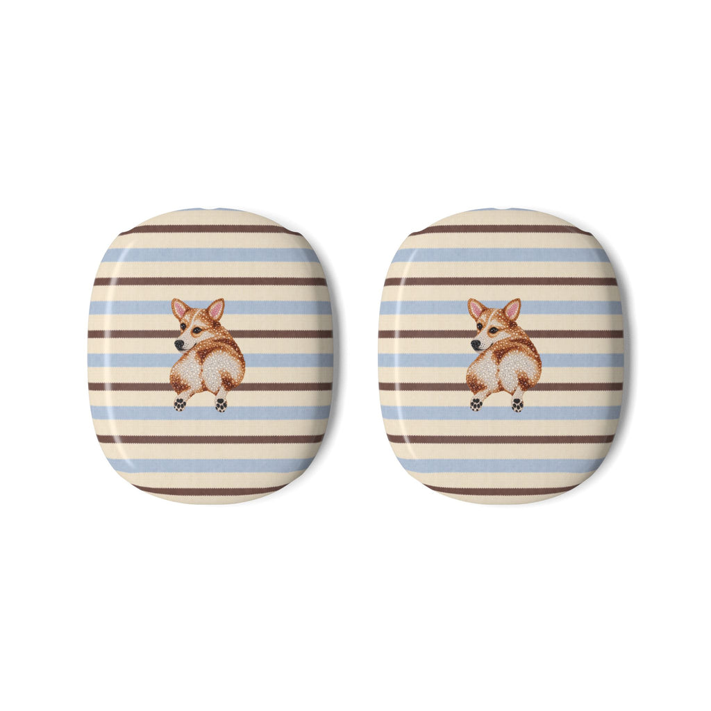 HONEY BROWN STRIPES CORGI AIRPODS MAX CASE COVERS