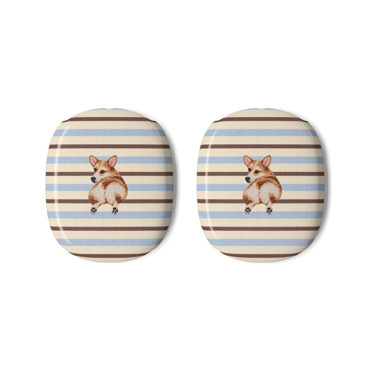 HONEY BROWN STRIPES CORGI AIRPODS MAX CASE COVERS
