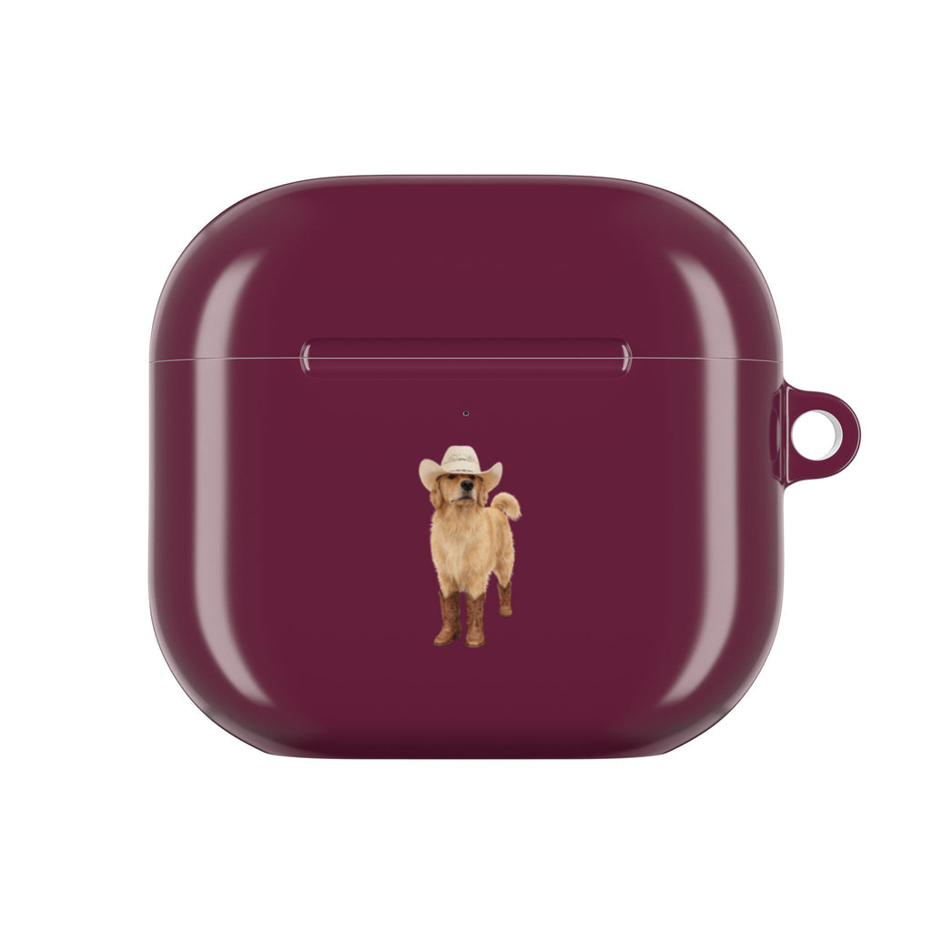 BURGUNDY GOLDEN RETRIEVER COWBOY DOG AIRPOD CASE