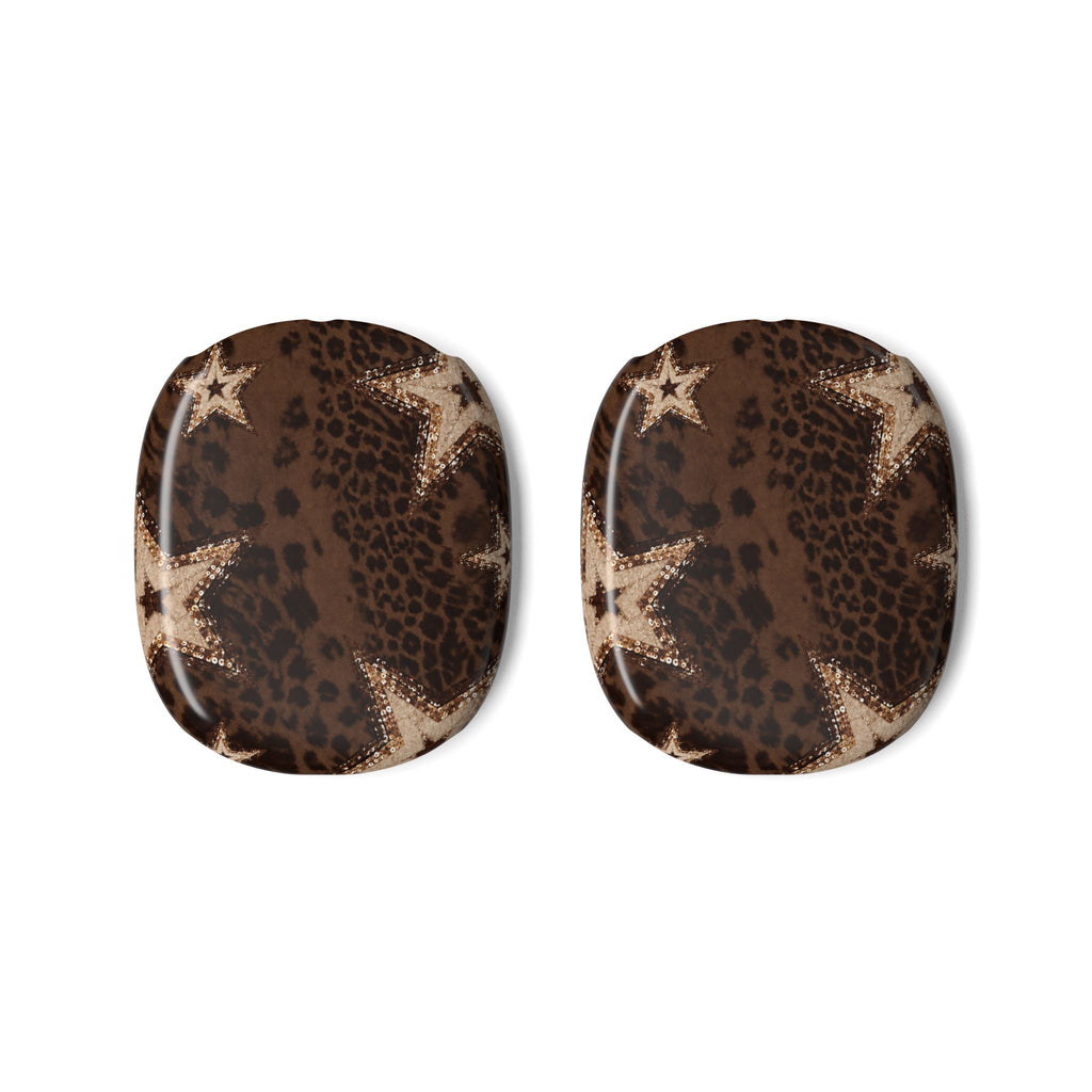 BROWN LEOPARD GOLD STARS AIRPODS MAX CASE COVERS