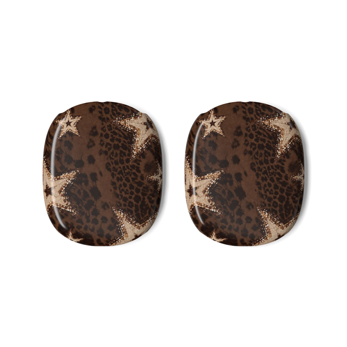 BROWN LEOPARD GOLD STARS AIRPODS MAX CASE COVERS