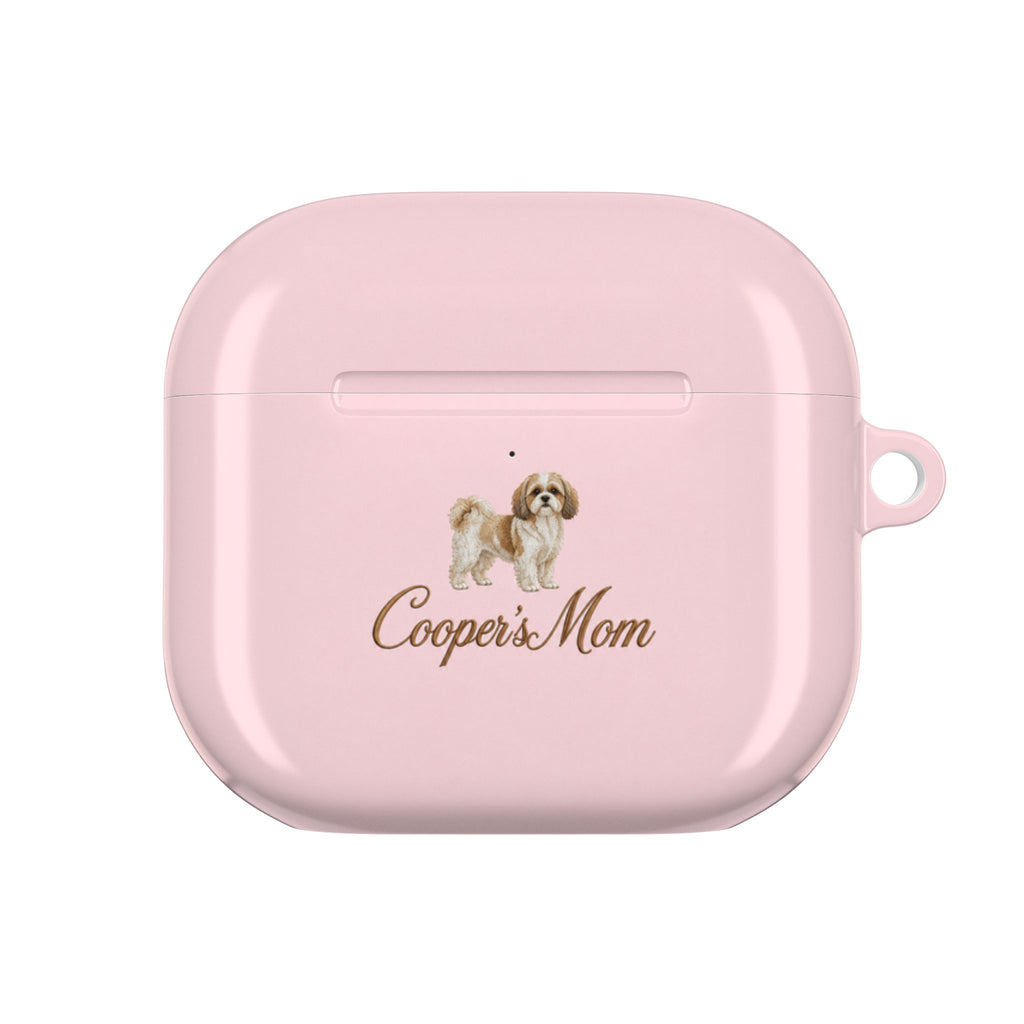 PERSONALIZED PINK SHIH TZU DOG MOM CUSTOM NAME AIRPOD CASE