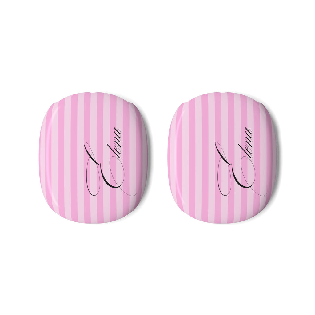 PERSONALIZED PINK STRIPES BLACK CUSTOM NAME AIRPODS MAX CASE COVERS