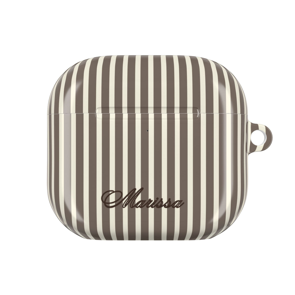 PERSONALIZED NAME CUSTOM BROWN STRIPES AIRPOD CASE