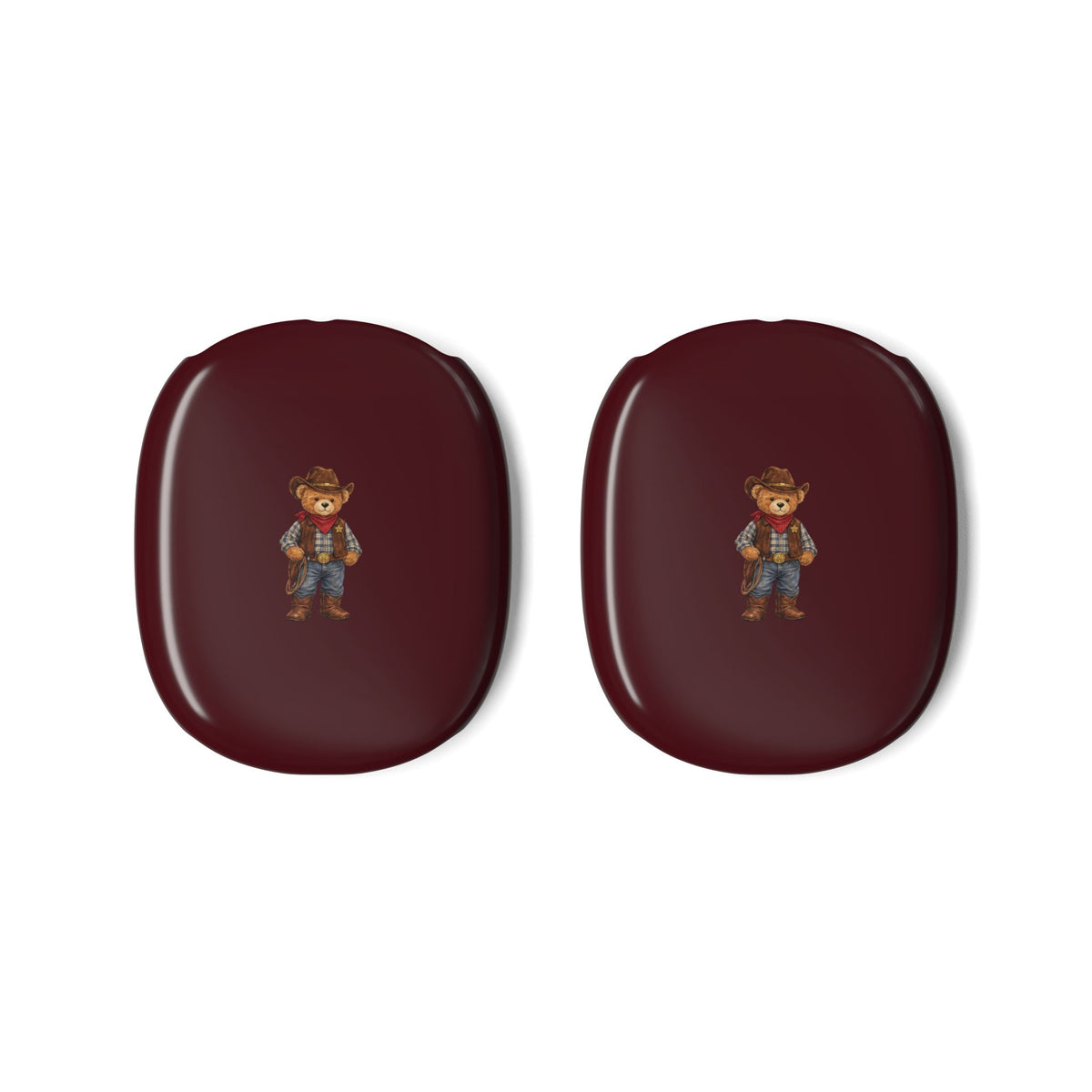 WINE RED COWBOY TEDDY BEAR AIRPODS MAX CASE COVERS