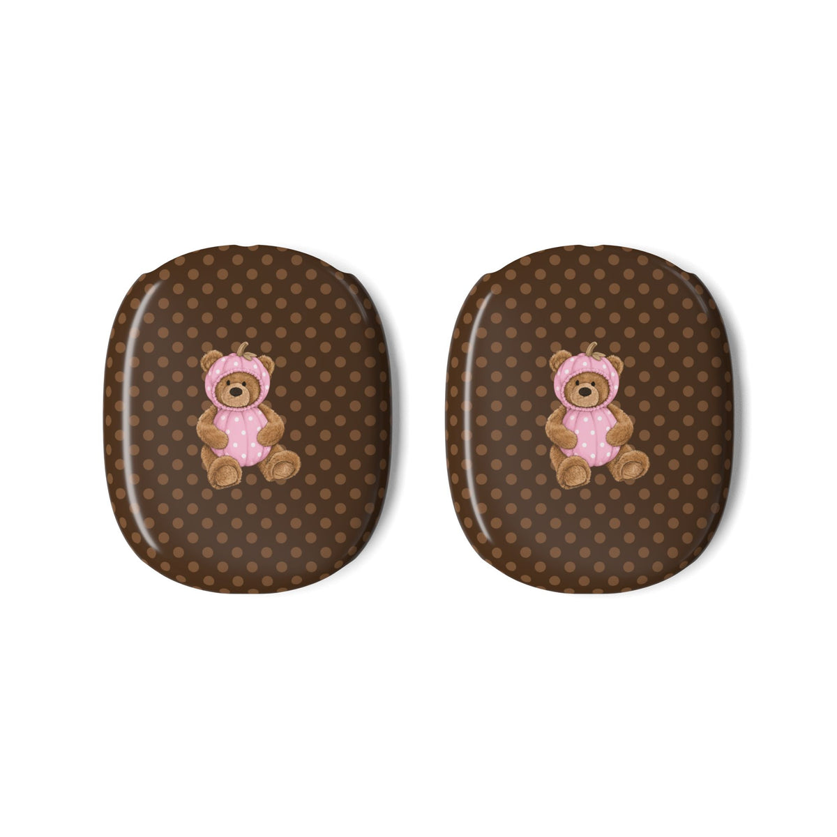 BROWN POLKA DOTS HALLOWEEN PINK PUMPKIN TEDDY BEAR AIRPODS MAX CASE COVERS