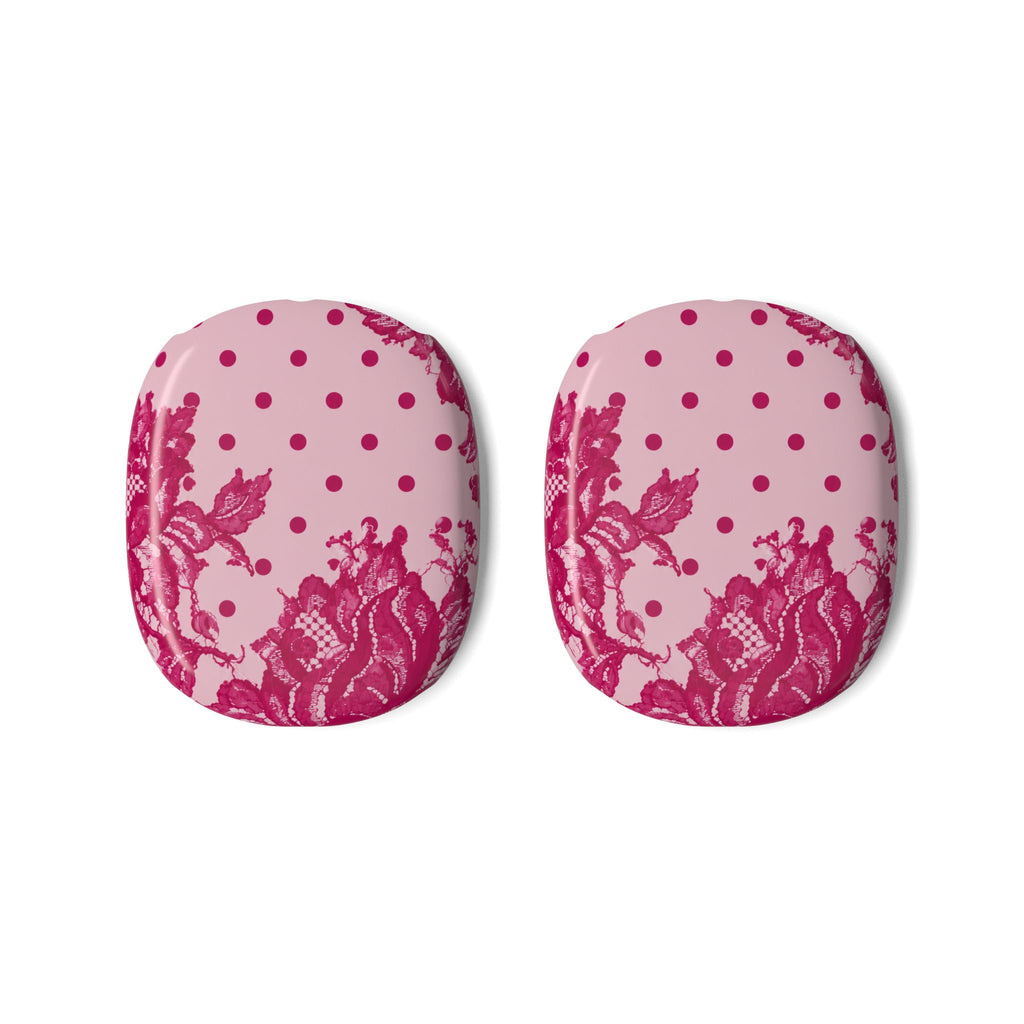 RASPBERRY CHANTILLY POLKA DOTS LACE AIRPODS MAX CASE COVERS
