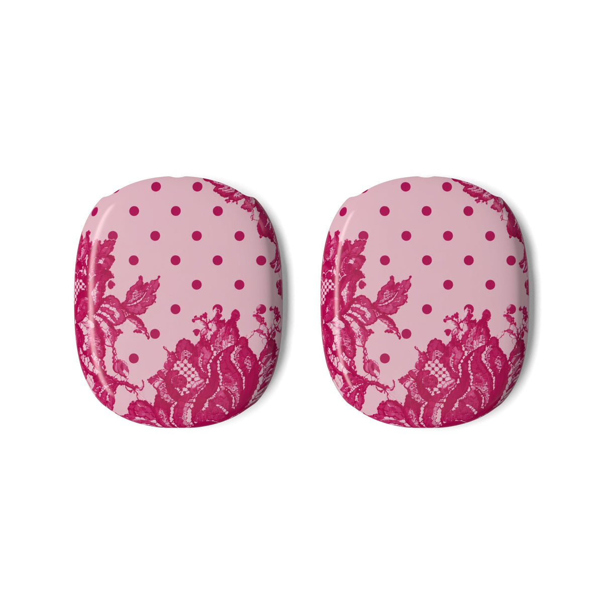 RASPBERRY CHANTILLY POLKA DOTS LACE AIRPODS MAX CASE COVERS