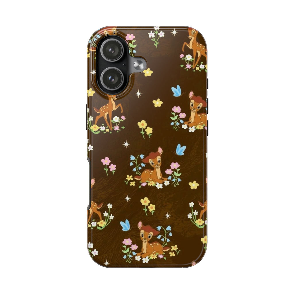 BROWN DEER FLORAL PHONE CASE