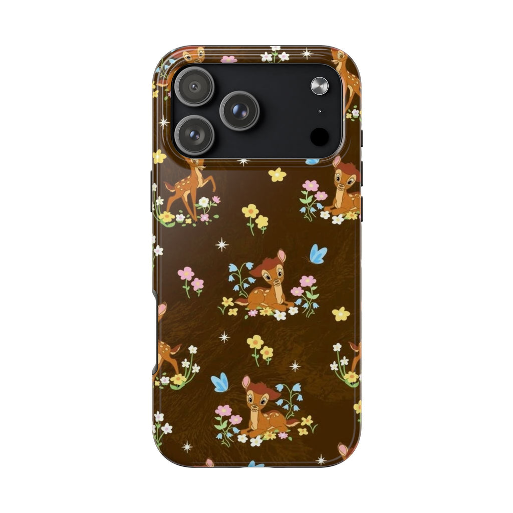 BROWN DEER FLORAL PHONE CASE
