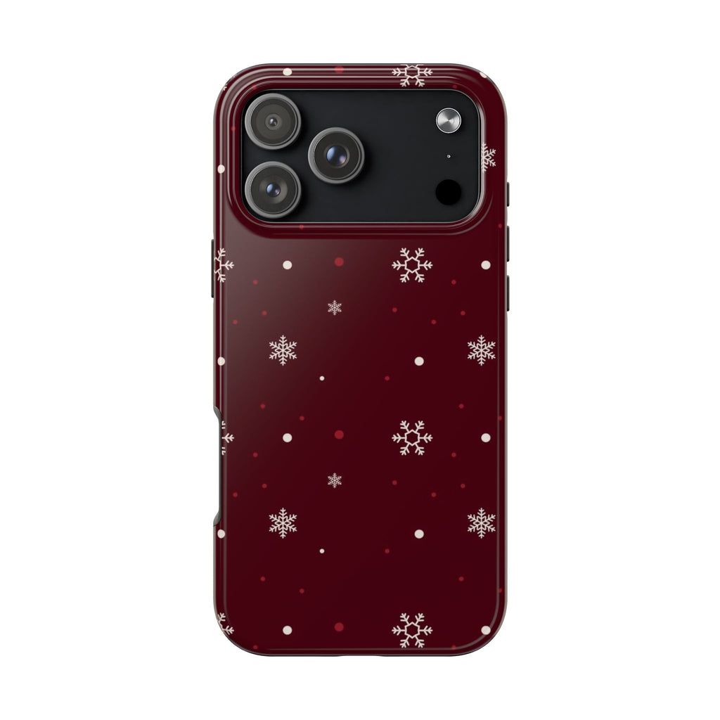BURGUNDY CHRISTMAS SNOW PHONE CASE