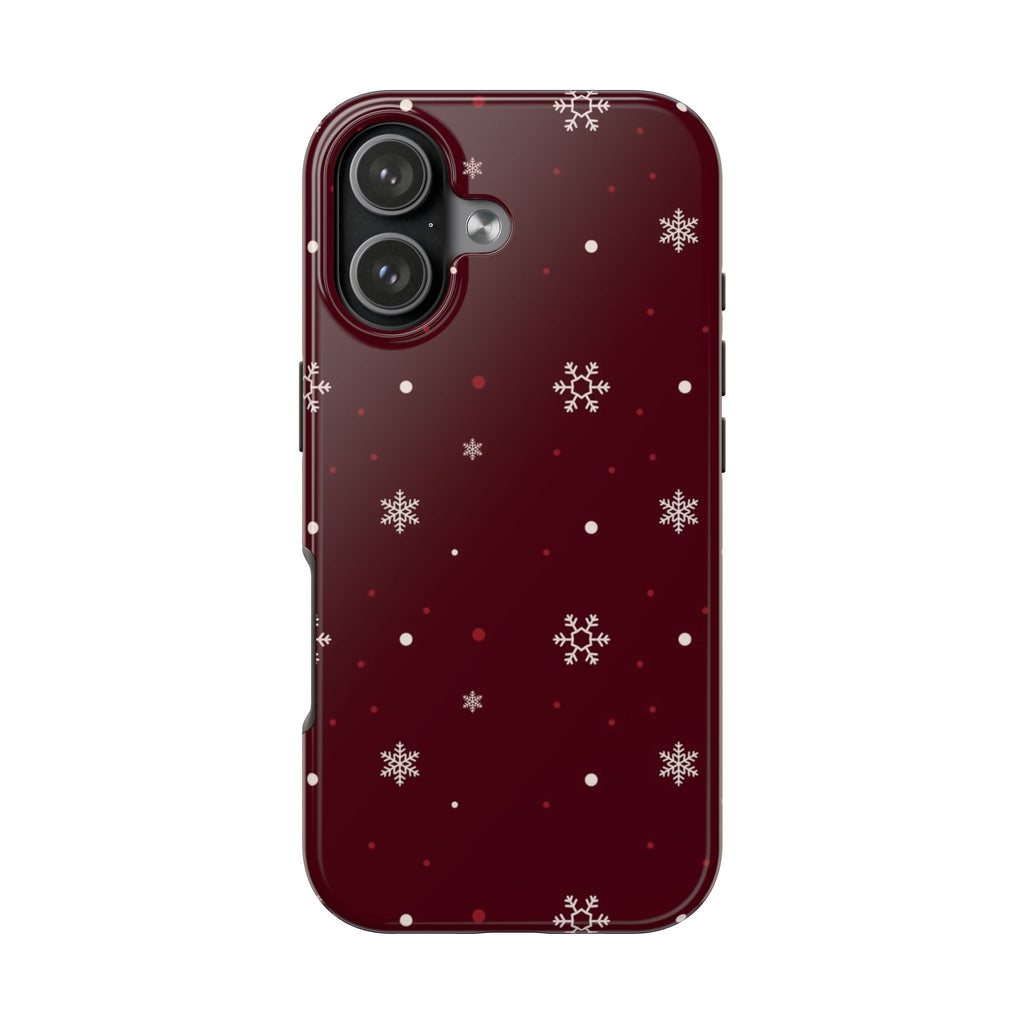 BURGUNDY CHRISTMAS SNOW PHONE CASE