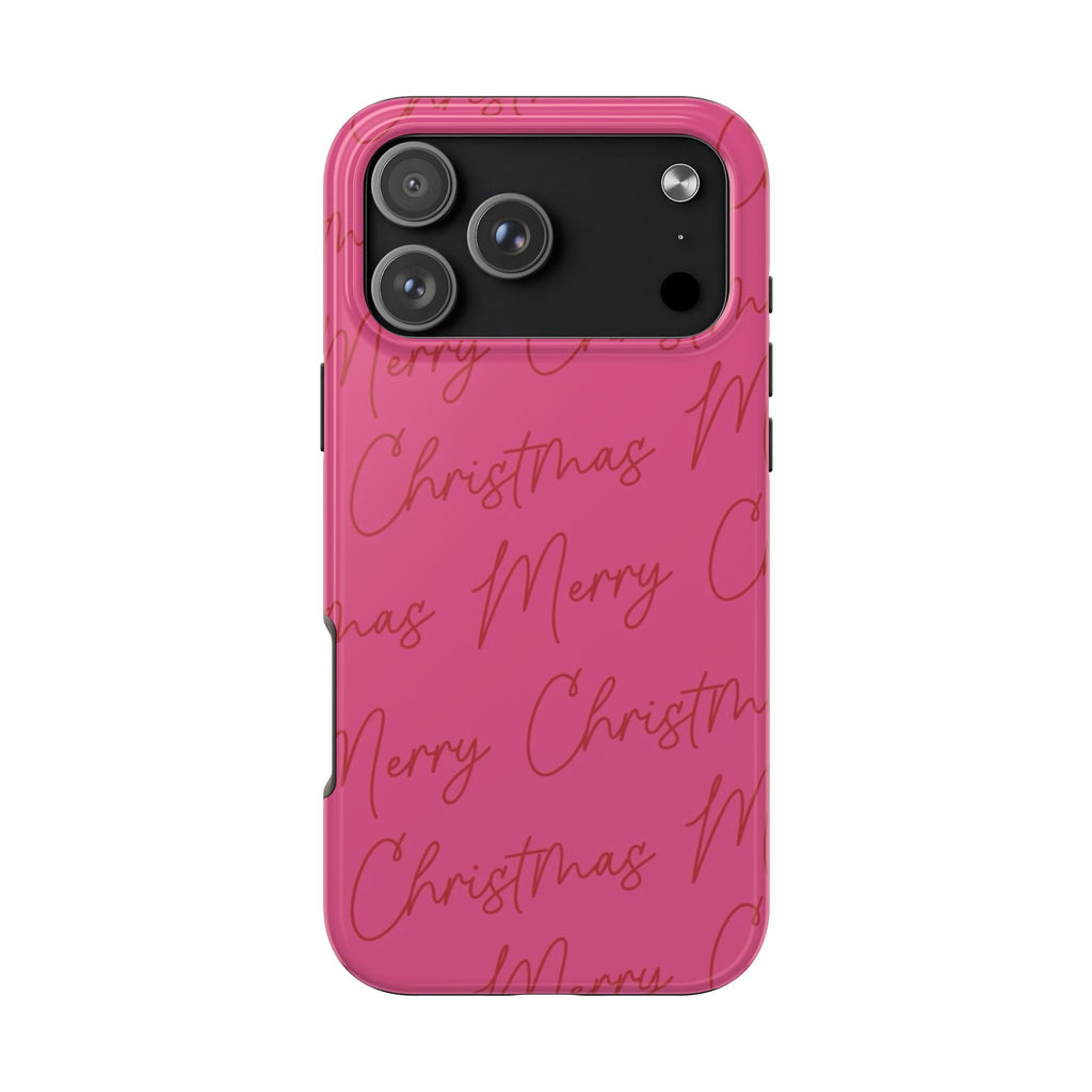 PINK MERRY CHRISTMAS PHONE CASE