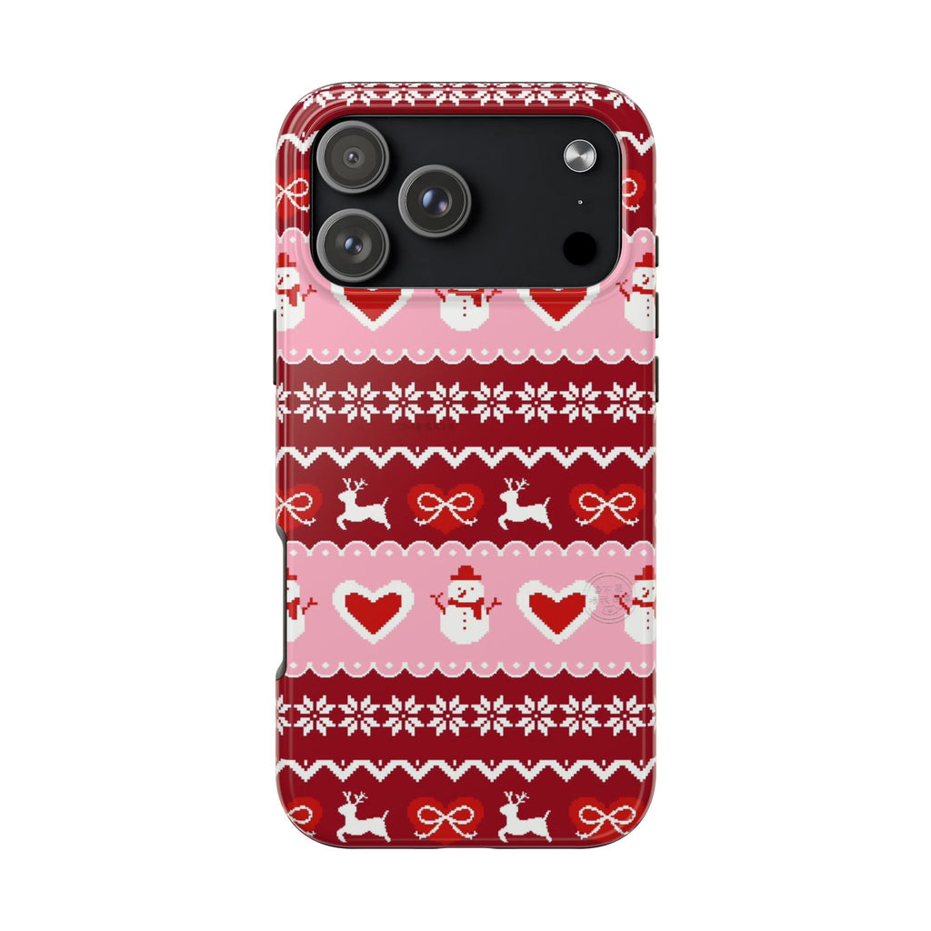 RED & PINK COQUETTE SNOWMAN PHONE CASE