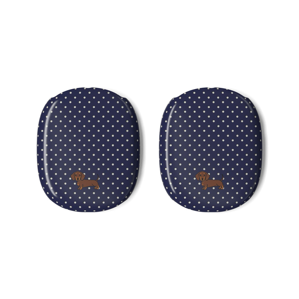 NAVY BLUE POLKA DOTS DACHSHUND AIRPODS MAX CASE COVERS