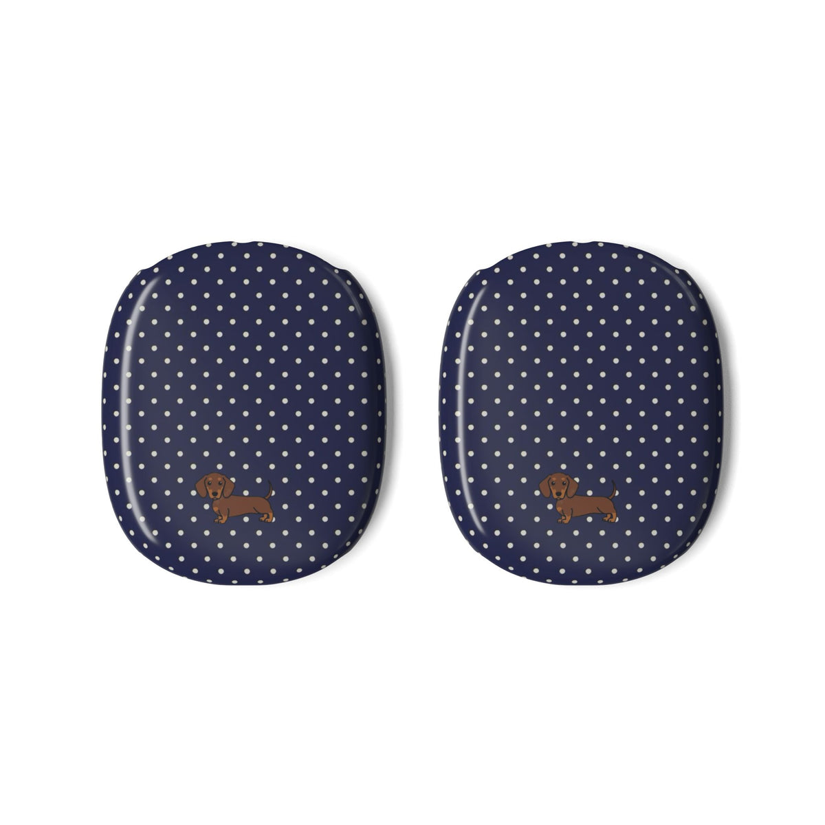 NAVY BLUE POLKA DOTS DACHSHUND AIRPODS MAX CASE COVERS