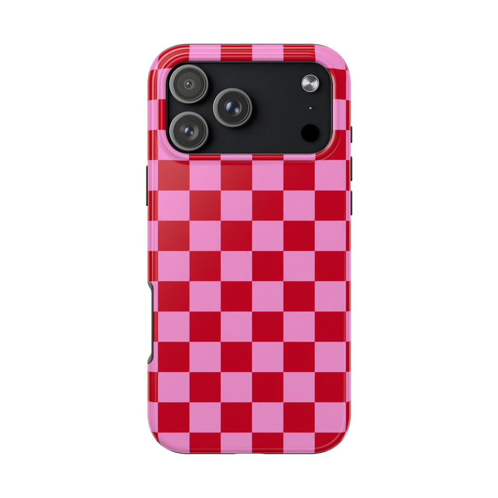 PINK CHERRY CHECK PHONE CASE