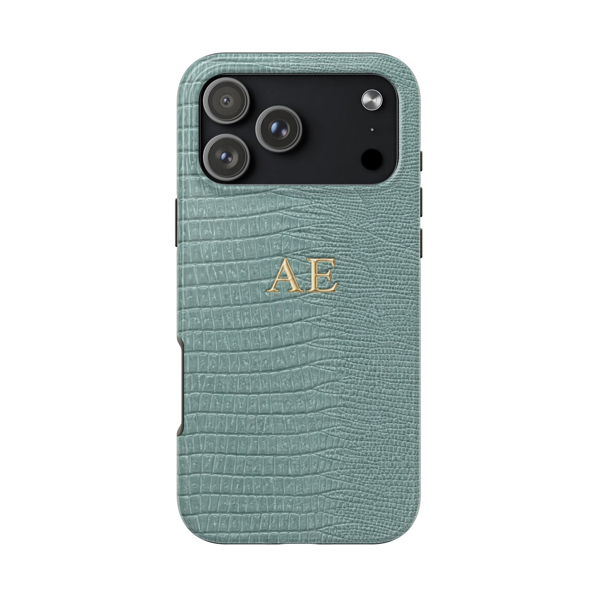 PERSONALIZED SAGE MIST CROC MONOGRAM GOLD INITIALS CUSTOM NAME PHONE CASE