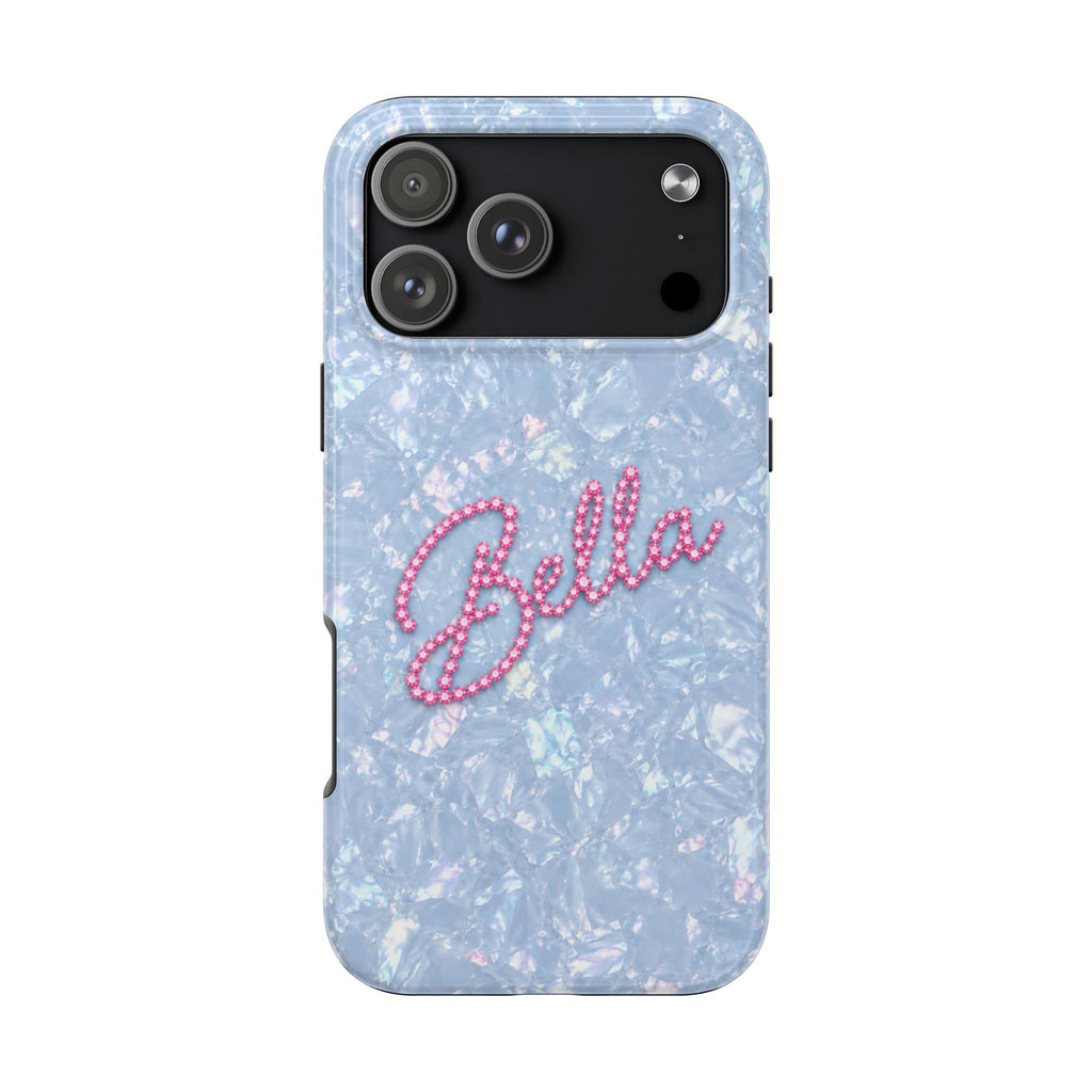 PERSONALIZED BLUE VELVET ICE RHINESTONE CUSTOM NAME PHONE CASE