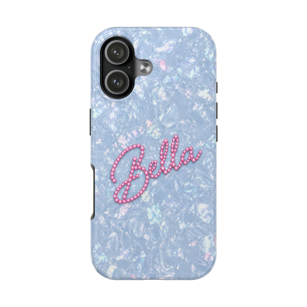 PERSONALIZED BLUE VELVET ICE RHINESTONE CUSTOM NAME PHONE CASE