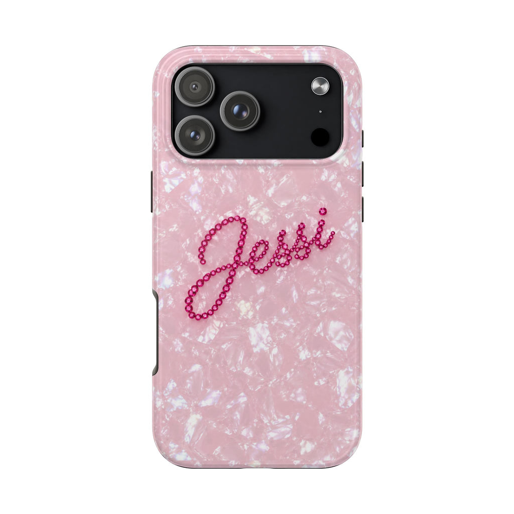 PERSONALIZED PINK VELVET ICE RHINESTONE CUSTOM NAME PHONE CASE