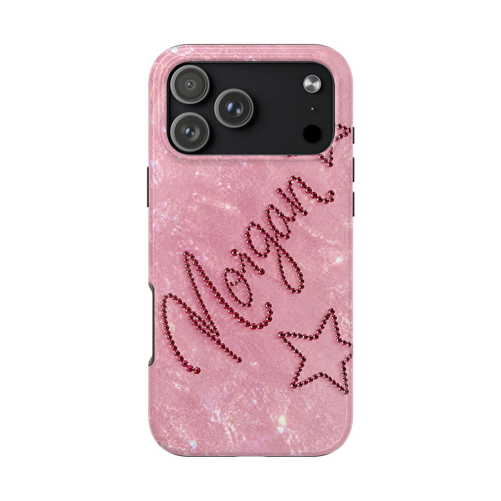 PERSONALIZED PINK GLITTER RHINESTONE CUSTOM NAME PHONE CASE