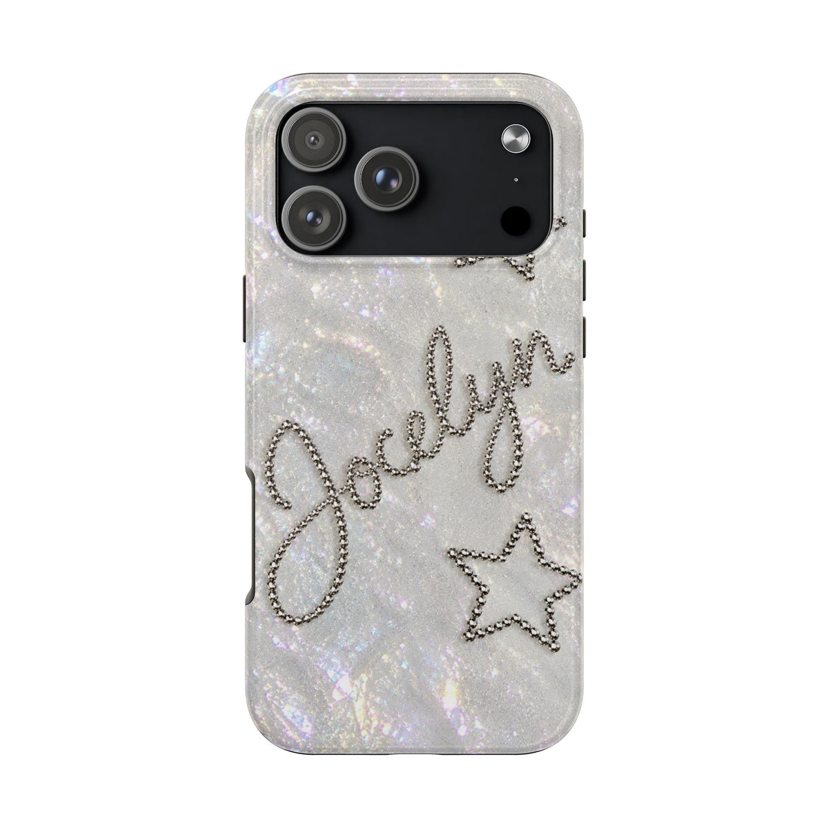PERSONALIZED SILVER GLITTER RHINESTONE CUSTOM NAME PHONE CASE