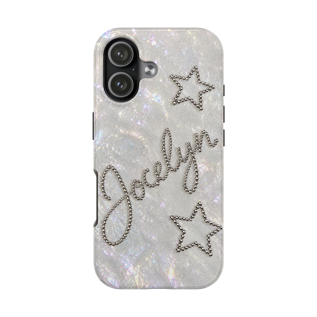 PERSONALIZED SILVER GLITTER RHINESTONE CUSTOM NAME PHONE CASE