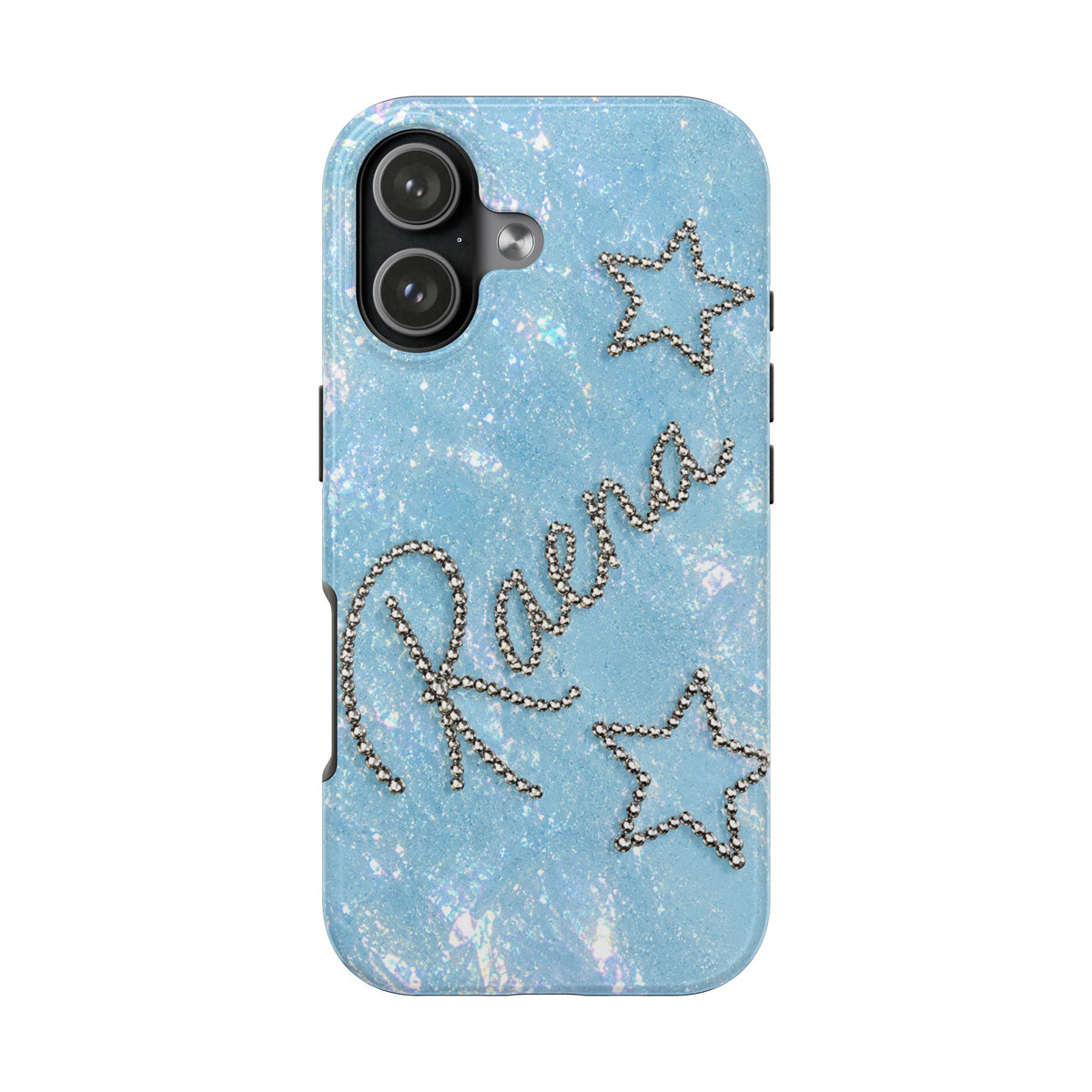 PERSONALIZED BLUE GLITTER RHINESTONE CUSTOM NAME PHONE CASE
